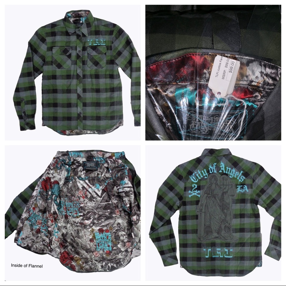 TLFI TRUE LOVE FALS IDOLS MENS FLANNEL GREEN/BLK